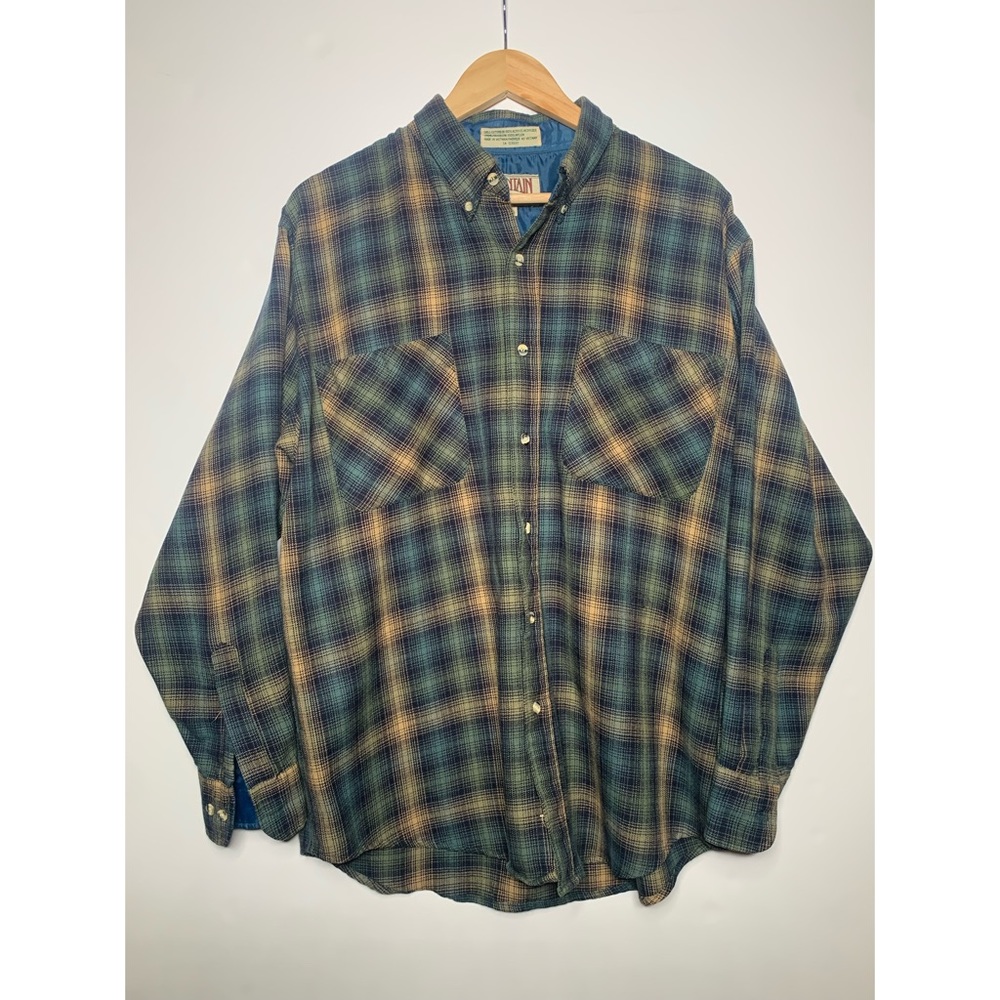 Mountain Ridge Forest Colours Plaid Button Down - LARGE